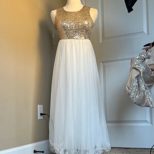 Gold and White Formal Kids Dress